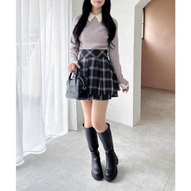 【WEB限定アイテム】配色衿フェザーニット | INGNI  | 詳細画像15 