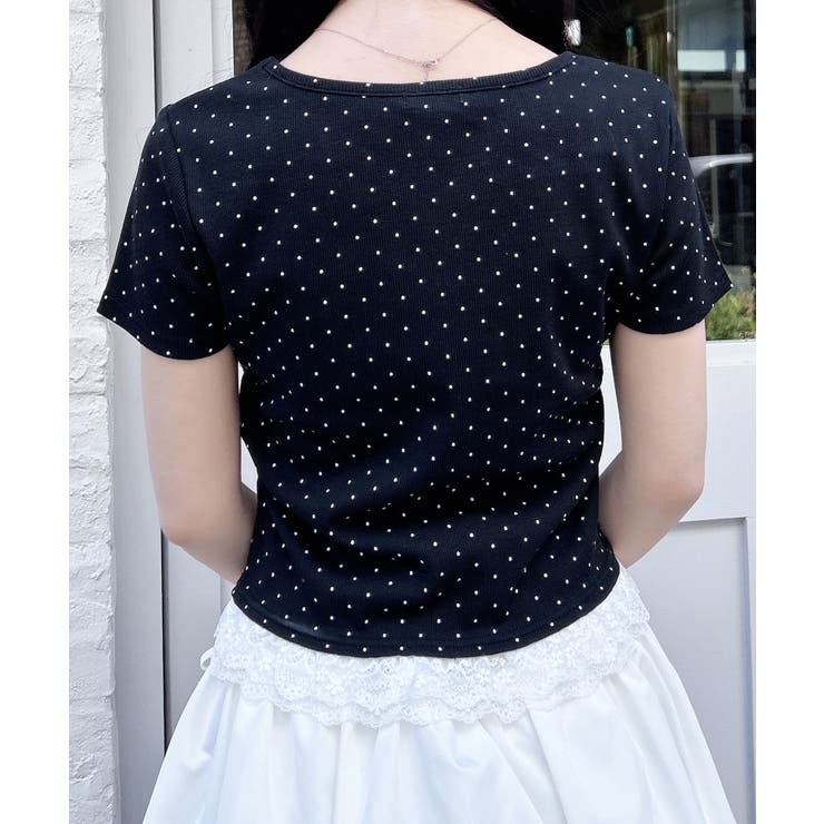 レースレイヤード風リボン付きリブTOPs | INGNI  | 詳細画像5 