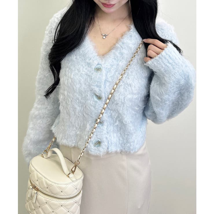 サックス | 5G 2wayカールシャギーニットカーディガン | INGNI 