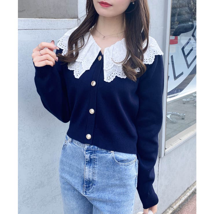 12Gレースフリル衿ニットカーディガン | INGNI  | 詳細画像8 