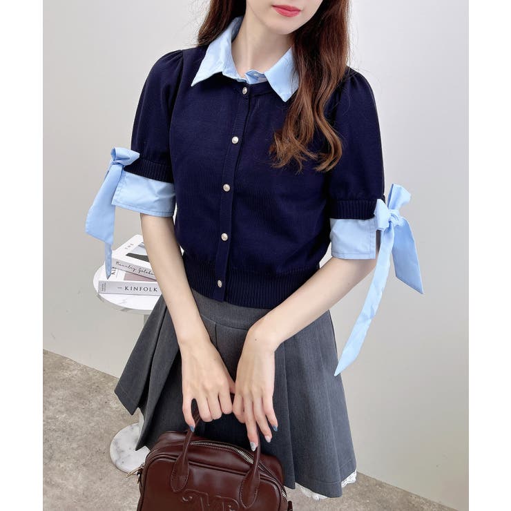 12G袖リボンシャツレイヤード風ニット | INGNI  | 詳細画像8 