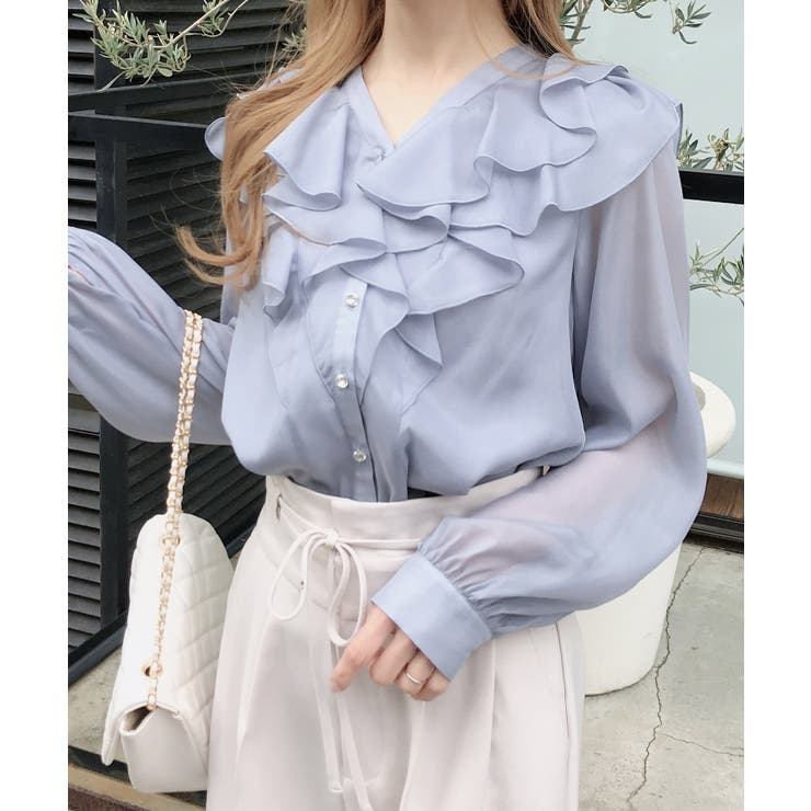 装飾釦ラメシアーフリルブラウス | INGNI  | 詳細画像11 