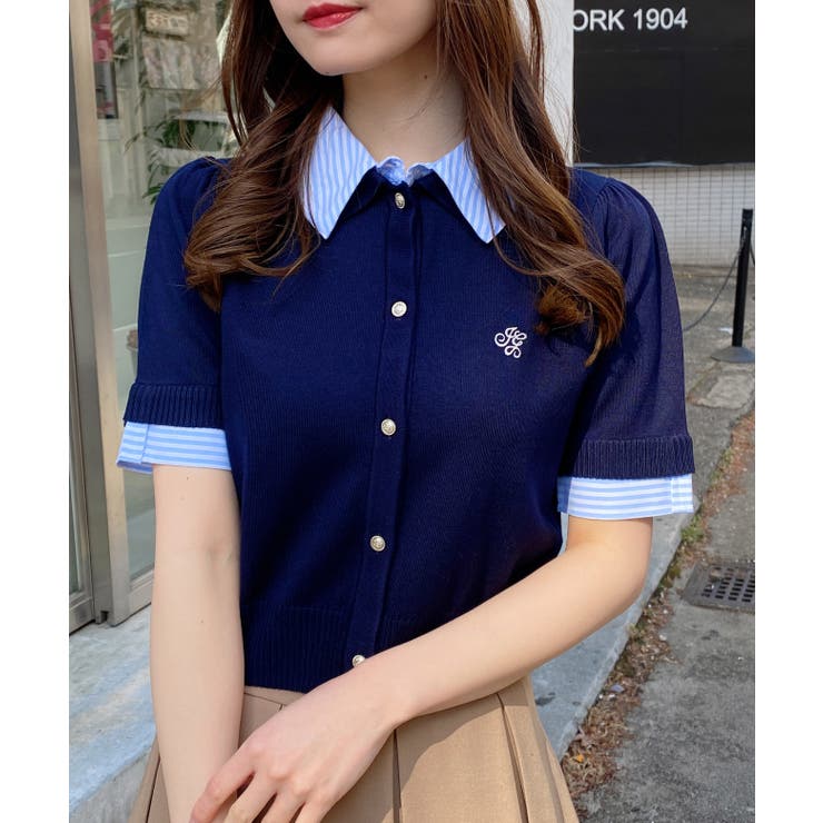 12G Wカラー配色半袖ポロニット | INGNI  | 詳細画像8 