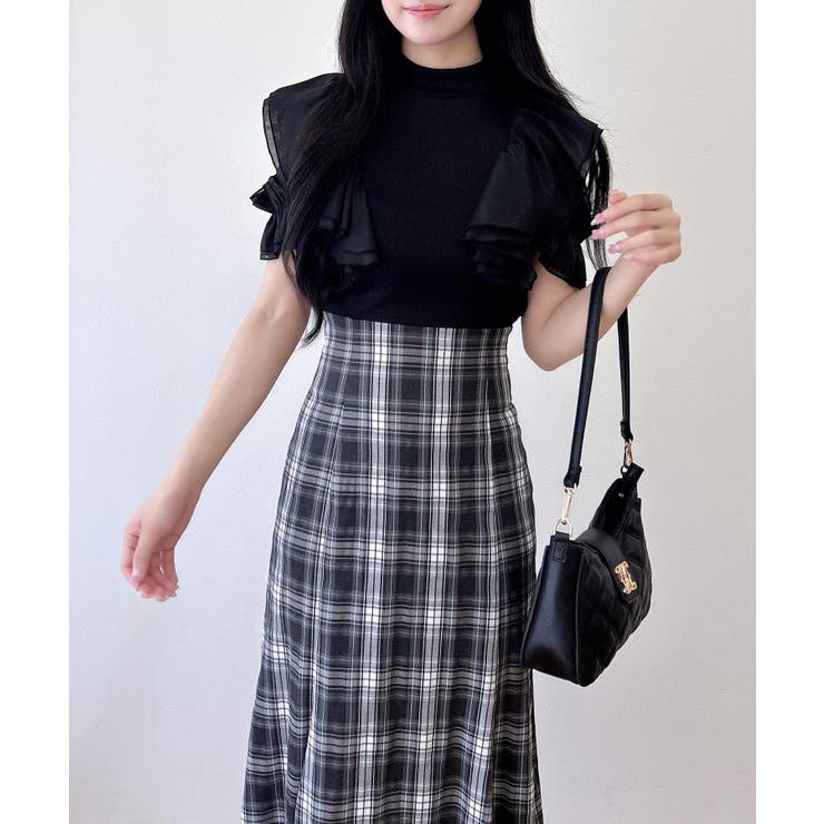 チェック柄ドッキングワンピース[品番：INGW0010993]｜INGNI