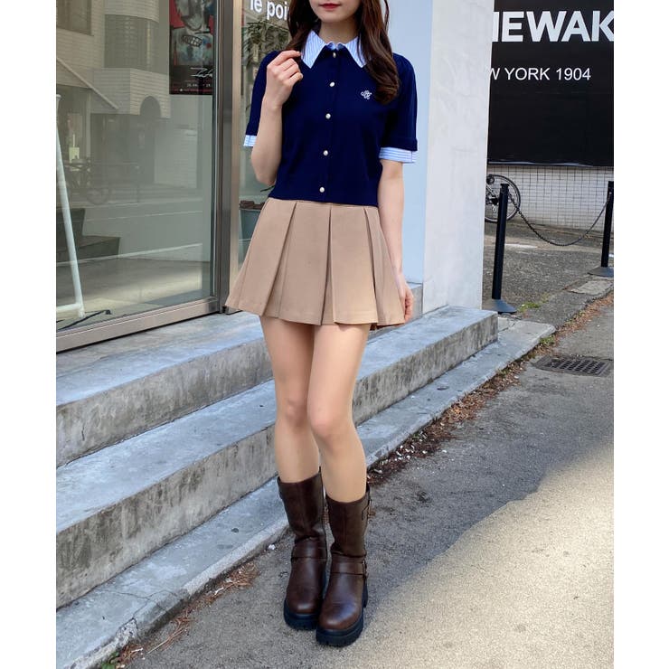 12G Wカラー配色半袖ポロニット | INGNI  | 詳細画像14 