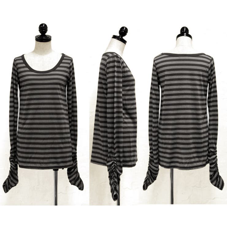 くしゅくしゅボーダー指穴ロングストレッチカットソー【10】(レディース ファッシ… | and it  | 詳細画像6 