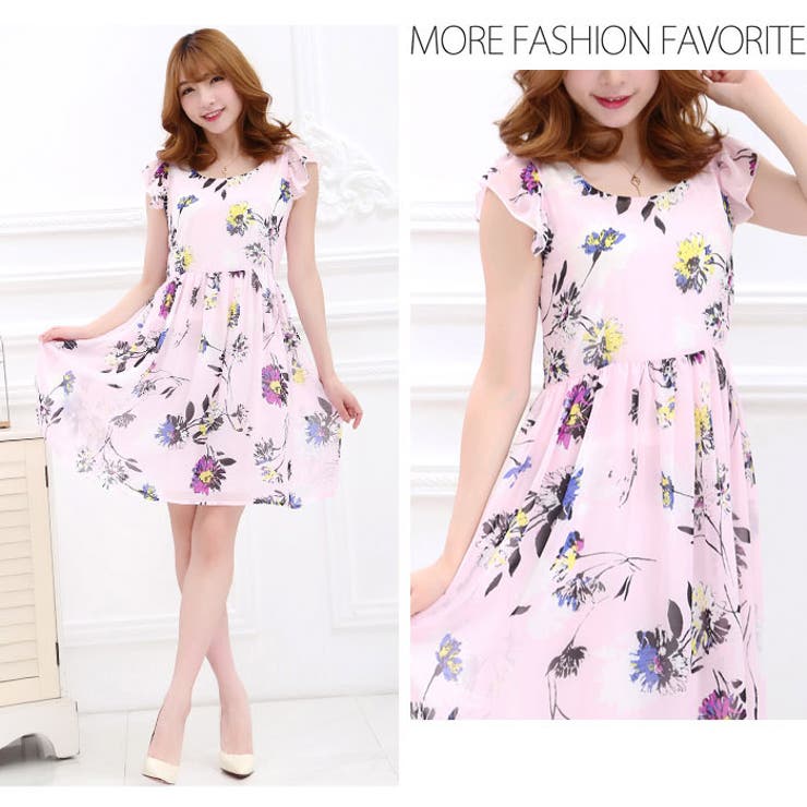 ワンピース フラワープリント シフォン 花柄 韓国ファッション 夏 | candy-house  | 詳細画像19 