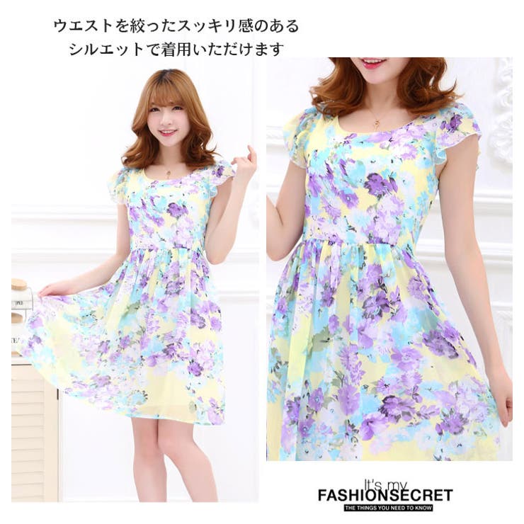 ワンピース フラワープリント シフォン 花柄 韓国ファッション 夏 | candy-house  | 詳細画像28 