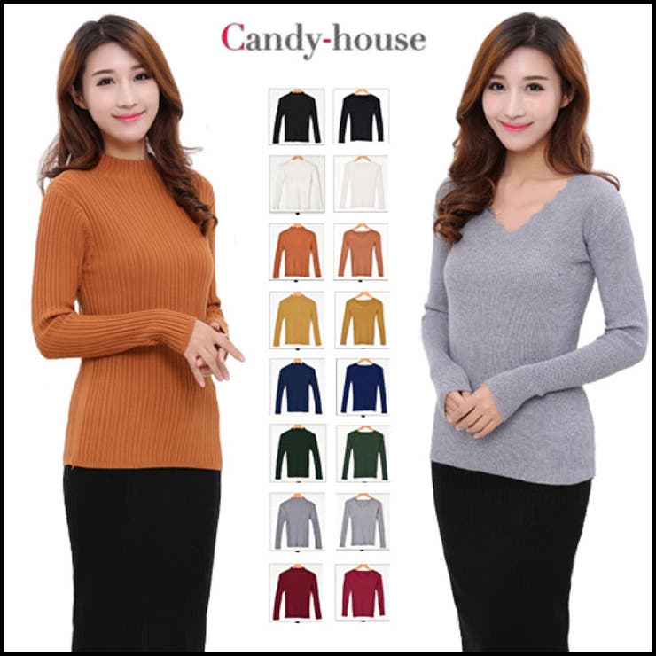 トップス ニット リブ | candy-house  | 詳細画像1 