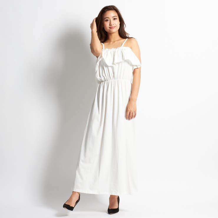 ホワイト | キャミワンピース 無地 ロングワンピ | candy-house 