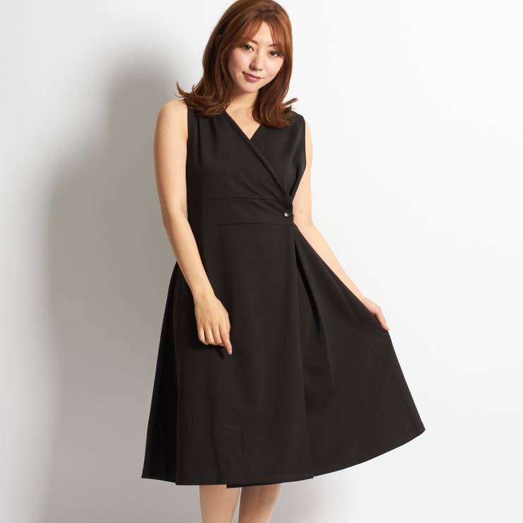 ワンピース カシュクール ノースリーブ ロング丈1894[品番