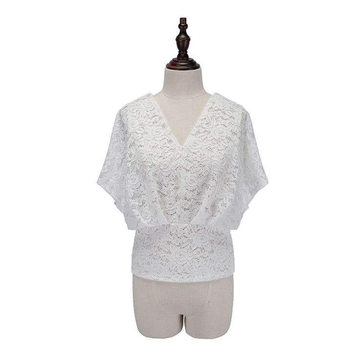 ホワイト | トップス Vネック 総レース | candy-house 