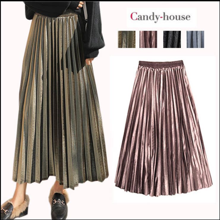 ベロア プリーツスカート スカート[品番：CDHW0000311]｜candy-house （キャンディーハウス ）のレディースファッション通販｜SHOPLIST（ショップリスト）