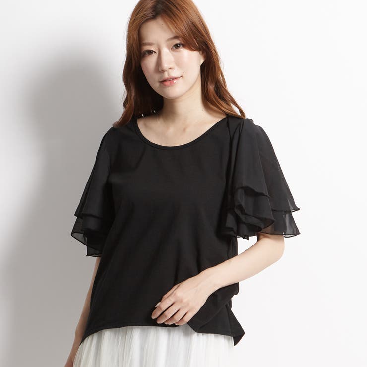 ブラック | カットソー フレアースリーブ トップス | candy-house 