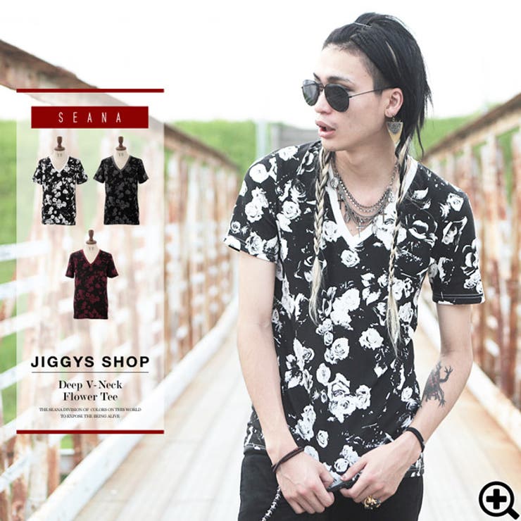 Seana ディープvネック花柄tシャツ Tシャツ 半袖 品番 Jg Jiggys Shop ジギーズショップ のメンズ ファッション通販 Shoplist ショップリスト