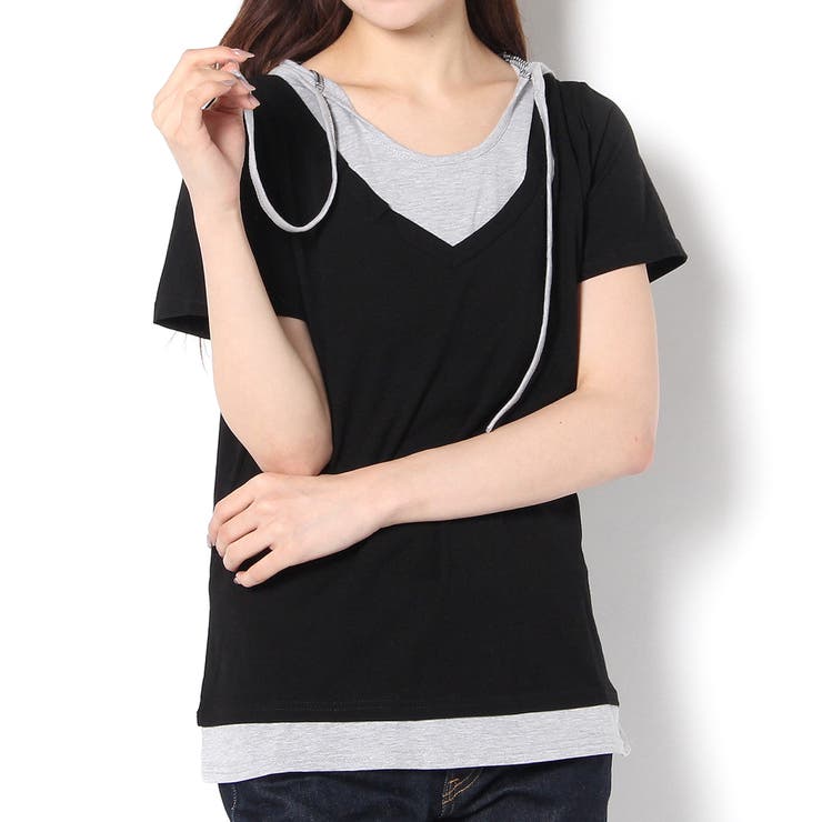 フード付tシャツ パーカー 重ね着風 品番 Lg Lady Girls レディーガールズ のレディース ファッション通販 Shoplist ショップリスト