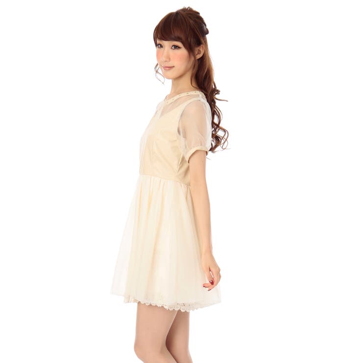 〖当時品〗LIZLISA ホワイト/ブラウン ノースリーブミニワンピース LIZ LISA】透け透けレザーOP[品番：LL000000092]｜LIZ LISAの