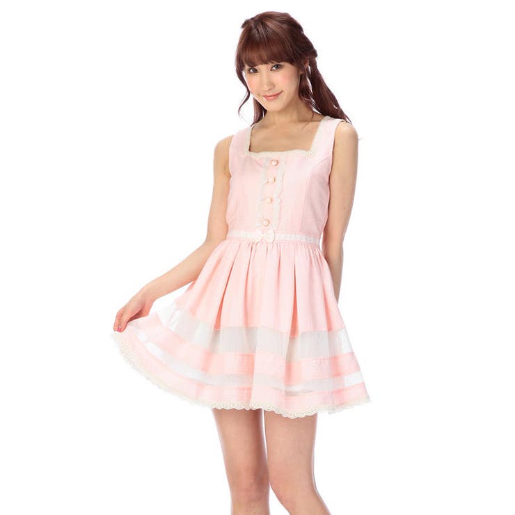 お歳暮ならオンライン ❤LIZ LISA❤ベアトップワンピース♡パイル地♡フリルスカート ワンピース