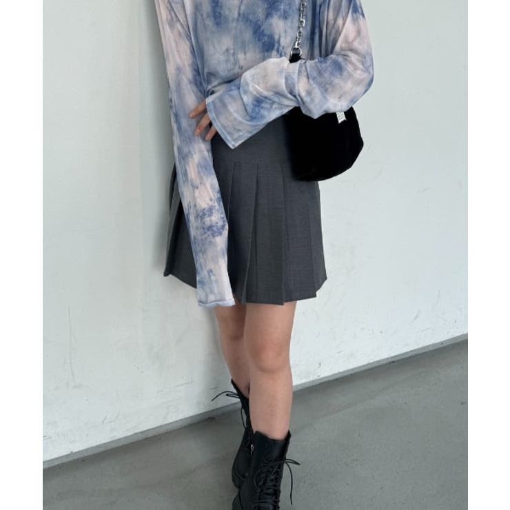 グレー | 《k》レースアッププリーツミニスカート | nemne