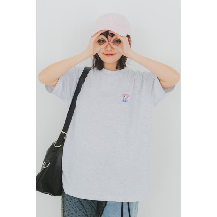杢オートミール　マイメロディ | 《メロクロコラボ》ハートモチーフTシャツ | nemne