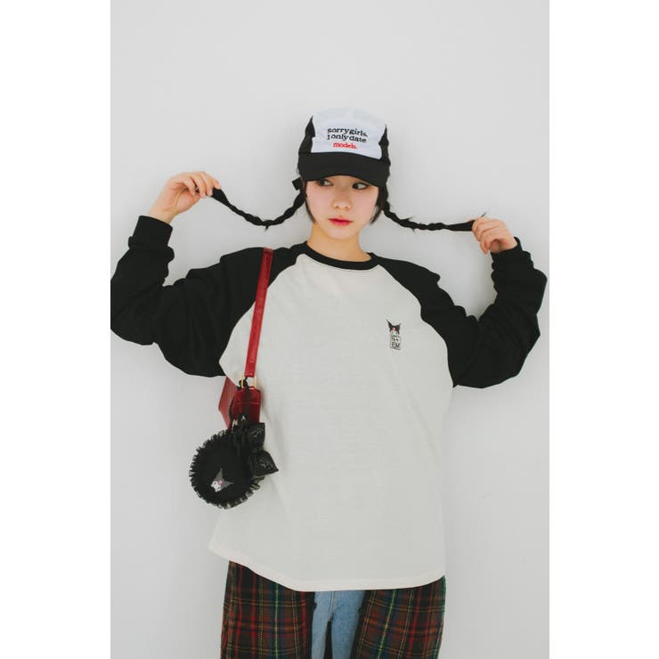 ブラック　クロミ | 《マイメロディ・クロミコラボ》ハートモチーフラグランT | nemne