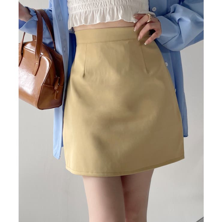 イエロー | インパン裏地付き台形ミニスカート ミニ丈 ショート丈 | Ada.