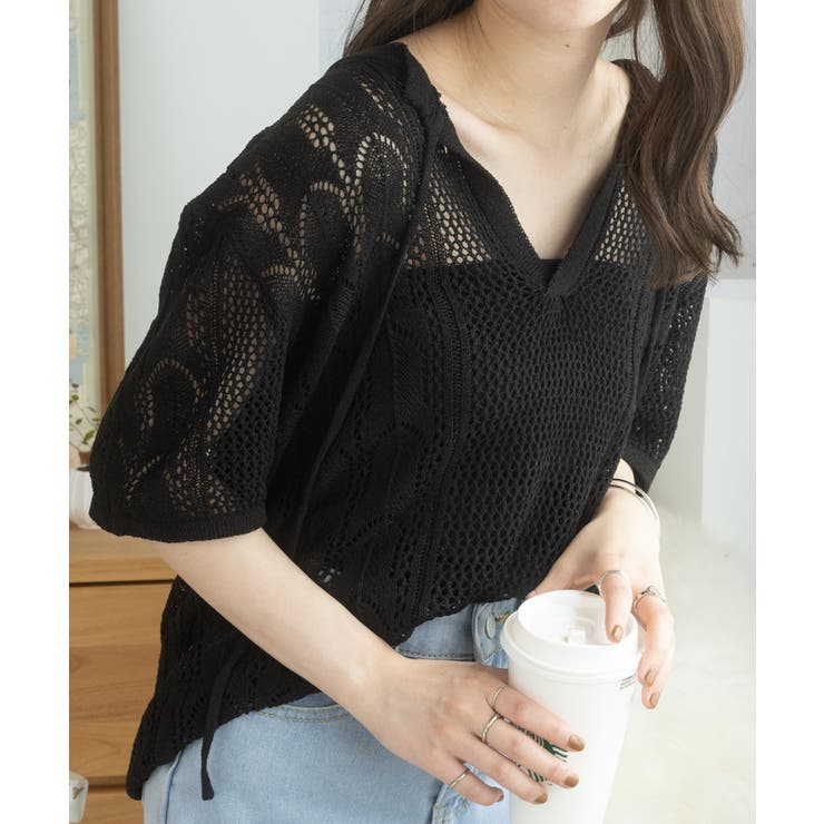 透かしあみスキッパーニット[品番：ORGW0000588]｜Ada.（エイダ