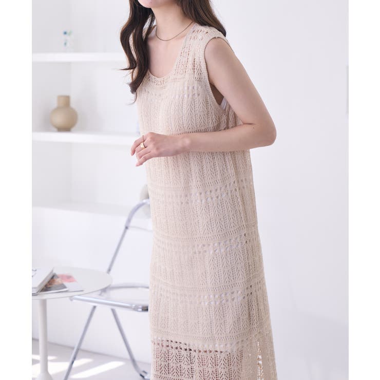 クロシェ編みノースリーブニットワンピース[品番：ORGW0000633]｜Ada