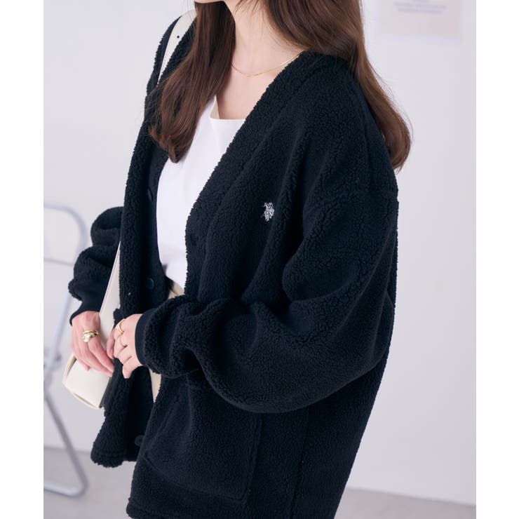 ブラック | U.S. POLO ASSN. ボアフリースカーディガン | Ada.