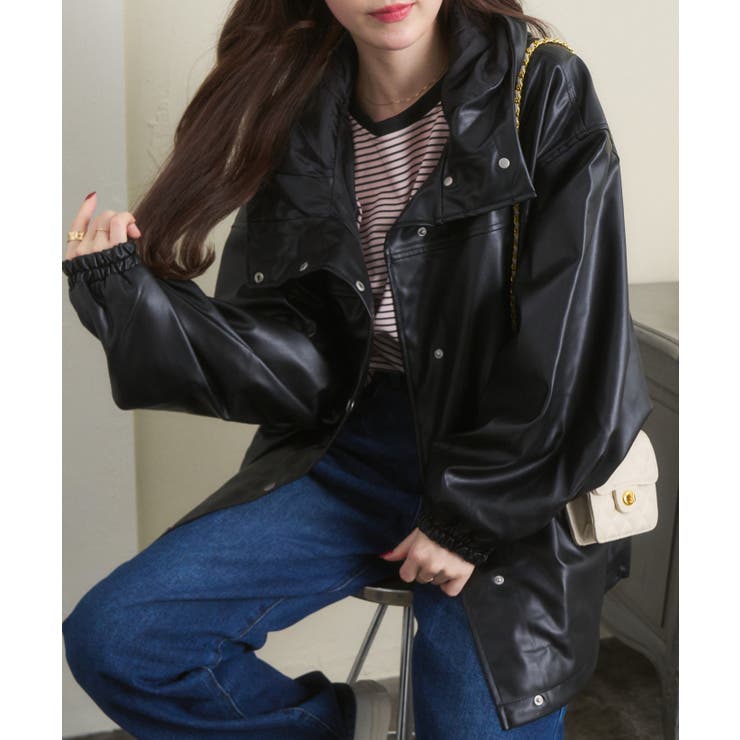 フェイクレザー フード付き ブルゾン[品番：ORGW0008487]｜Ada.（エイダ）のレディースファッション通販｜SHOPLIST（ショップリスト）