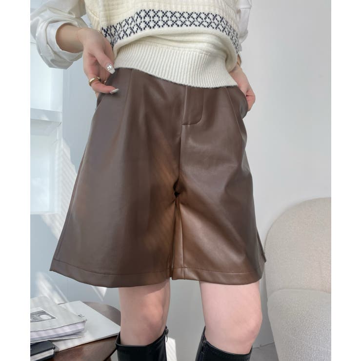 Deuxieme Classe（ドゥーズィエムクラス）の「Faux Leather ハーフ パンツ（その他パンツ）」 - WEAR