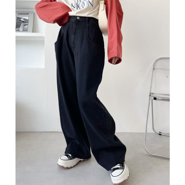 ブラック | ディープ ポケット デザイン ストレート デニム | Ada.