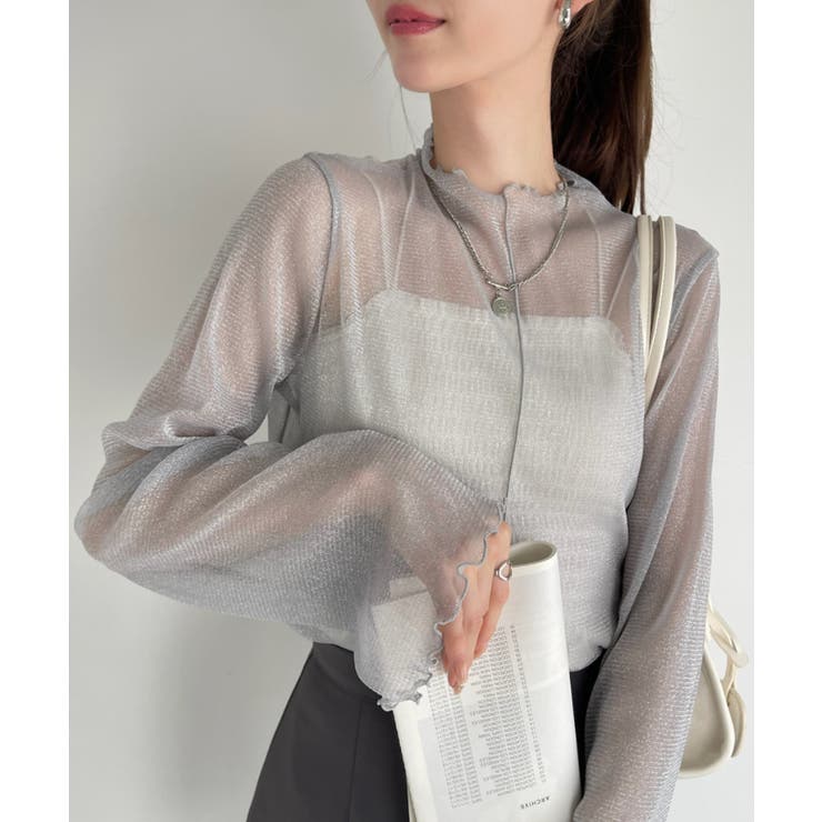 新品タグ付き♡ミーアアステリズム チュール トップス ハイネック シアー シアーハイネックプルオーバー トップス レディース[品番