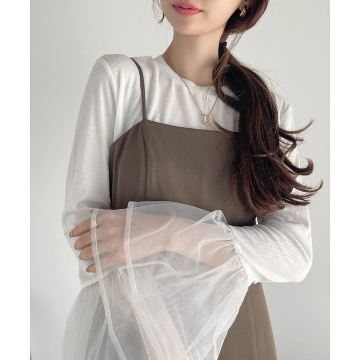 オフホワイト | チュール ティアード フリル レイヤード カットソー | Ada.