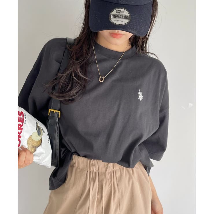 ブラック | U.S. POLO ASSN. ワンポイント刺繍 オーバーサイズ ビッグT | Ada.