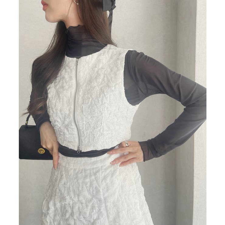 ホワイト | 【Eclat one】花柄 ふくれジャガード | Eclat one