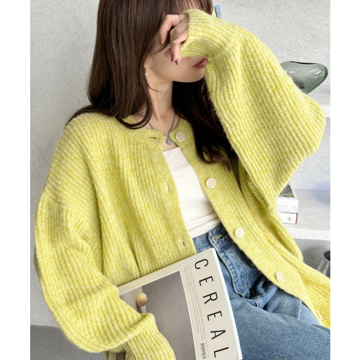 ふんわり モヘアタッチ メランジニット オーバーサイズ