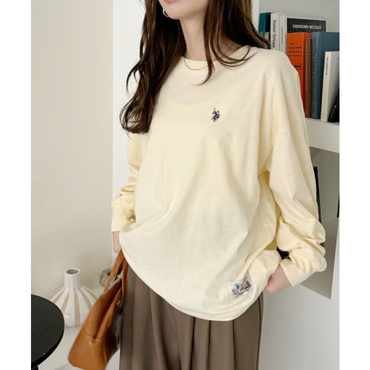 アイボリー | U.S. POLO ASSN. 裾タグ 袖口リブ ロンT | Ada.