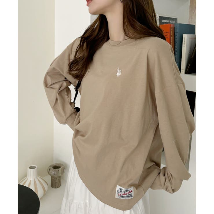 ベージュ | U.S. POLO ASSN. 裾タグ 袖口リブ ロンT | Ada.