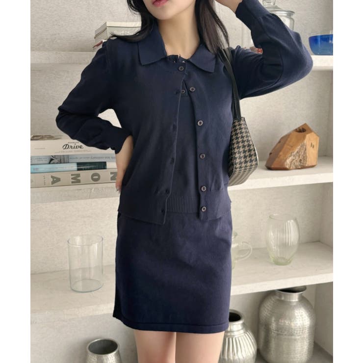 ネイビー | 3pcs アンサンブル セットアップ | Ada.
