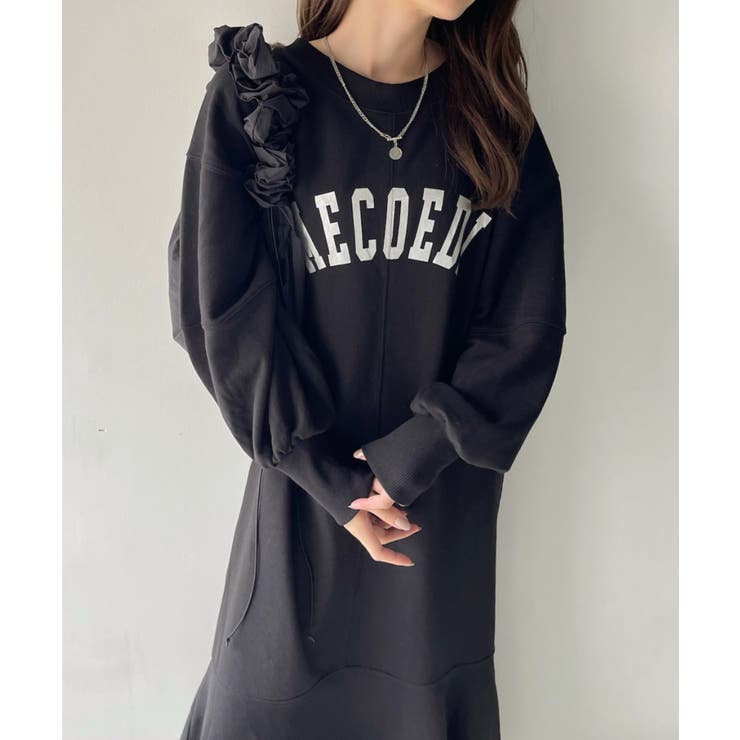 ブラック | 【Eclat one】 2WAY ボートネック 裏毛 マーメイド ワンピース | Eclat one