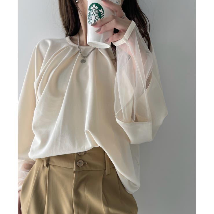 エクリュ | 【Eclat one】シアー ドッキング ランタンスリーブ ブラウス | Eclat one