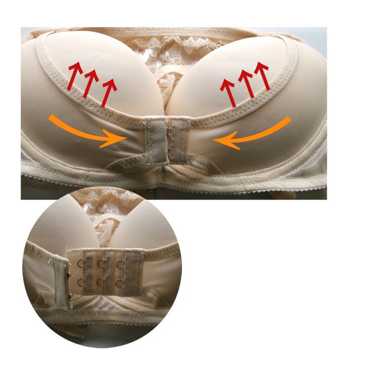 ダブルのホックで谷間メイク可能！ノンワイヤー総レースチューブブラジャー 盛ブラ … | PINK PINK PINK | 詳細画像3 