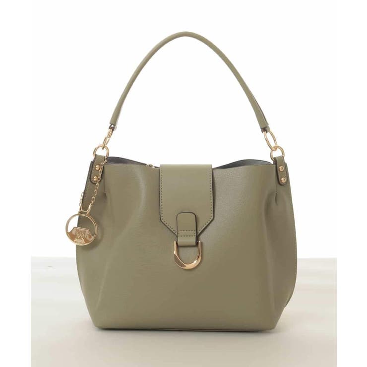 カーキ | [2WAY/チャーム付き]メタルバックルデザインハンドバッグ | MK MICHEL KLEIN BAG