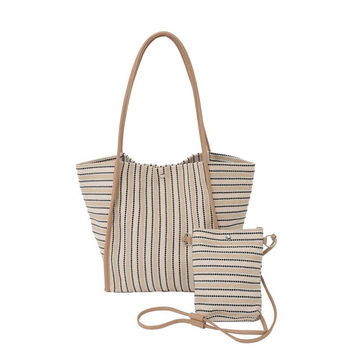 ベージュ | [ショルダーポーチ付き]コードストライプデザインバッグ | MK MICHEL KLEIN BAG