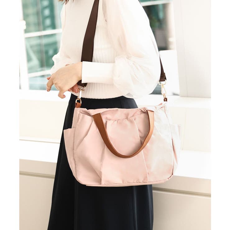 ピンク | タックギャザーコンパクトトートバッグ | MK MICHEL KLEIN BAG