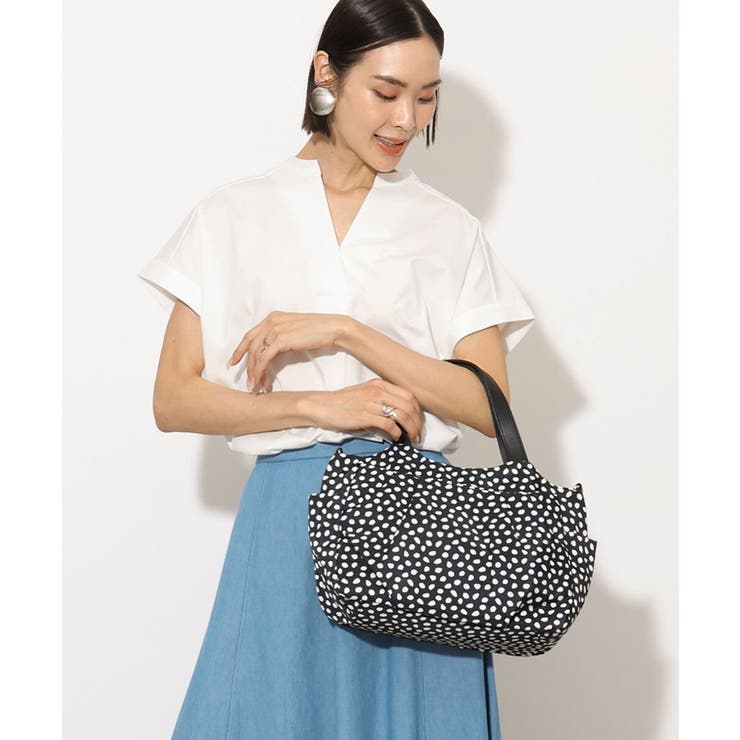 ドット(ブラック) | タックギャザーコンパクトトートバッグ | MK MICHEL KLEIN BAG