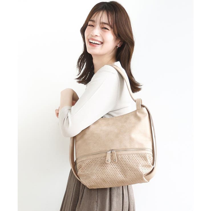 ベージュ | [2WAY]パンチングデザイン変形ミニトートバッグ | MK MICHEL KLEIN BAG