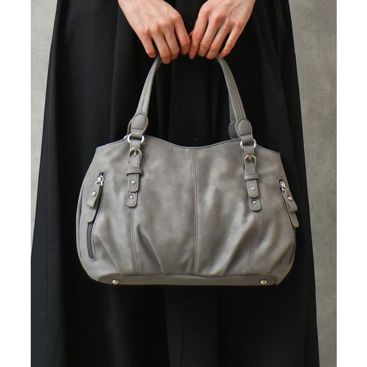 グレー | [2WAY]ベルトデザインラウンドトートバッグ | MK MICHEL KLEIN BAG