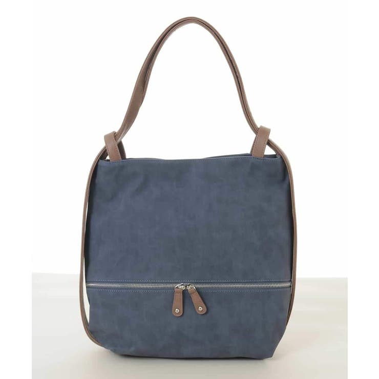 ネイビー | [2WAY/A4収納可]デニム風デザイン変形トートバッグ | MK MICHEL KLEIN BAG